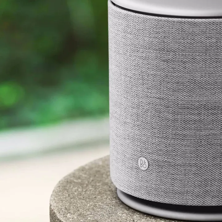 Beoplay M5 speakers detail side logo close up