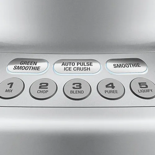 the Breville Boss Blender in Silver has pre-programmed buttons for 1-Touch versatility