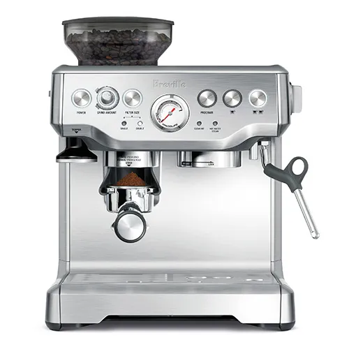 the Barista Express Espresso Machine in Brushed Stainless Steel hands-free operation