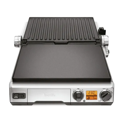 the Smart Grill in Brushed Stainless Steel with dishwasher safe removable plates