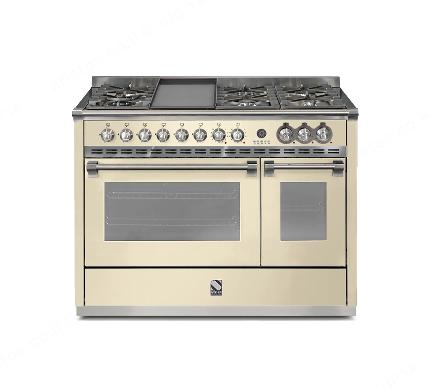 Steel תנור משולב כיריים מקצועי ברוחב 120 ס"מ קרם CREMA תוצרת Steel דגם A12SF-6 Ascot 120  — תמונה 2