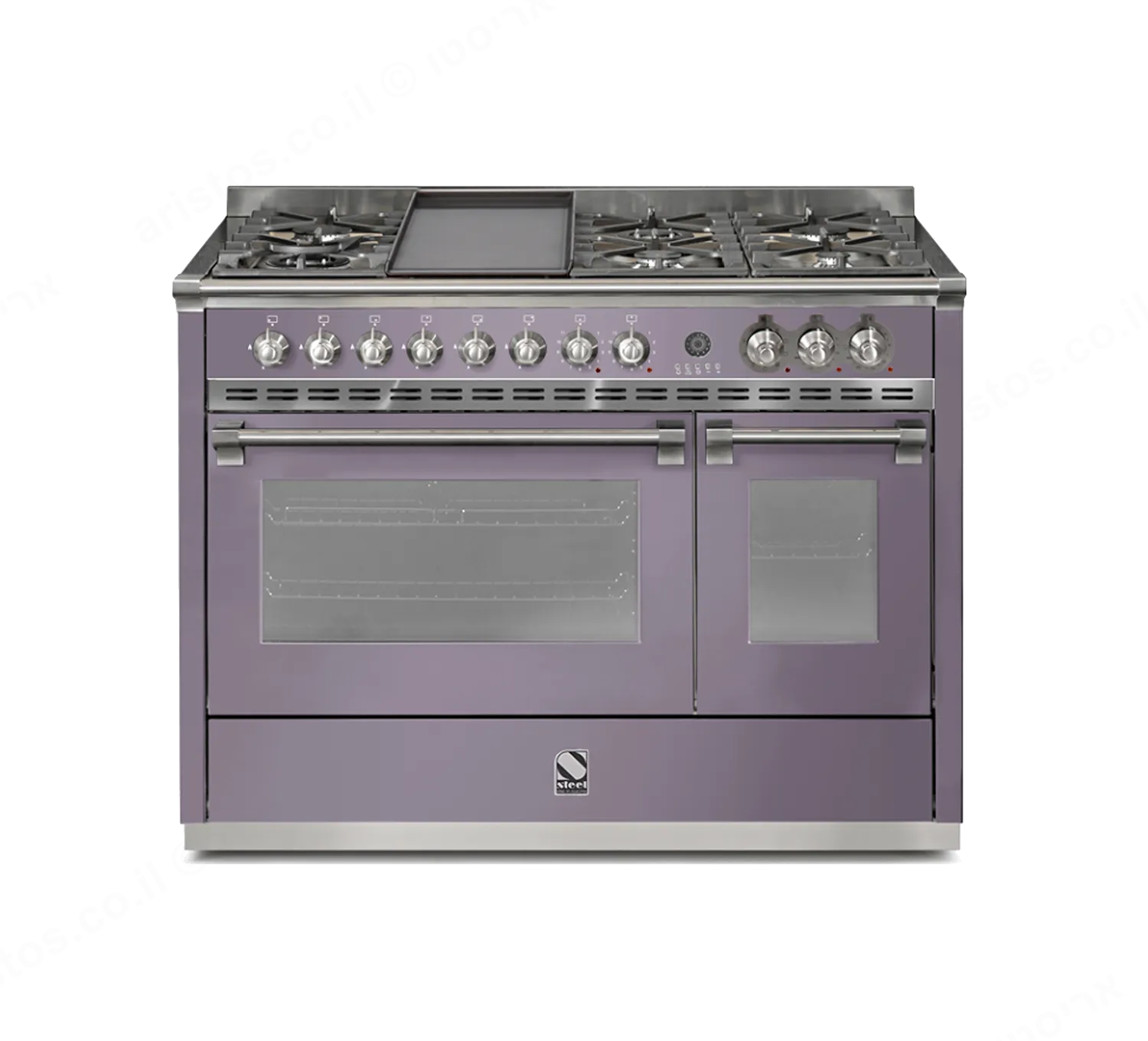 Steel תנור משולב כיריים מקצועי ברוחב 120 ס"מ סגול AMETISTA תוצרת Steel דגם A12SF-6 Ascot 120  — תמונה 2