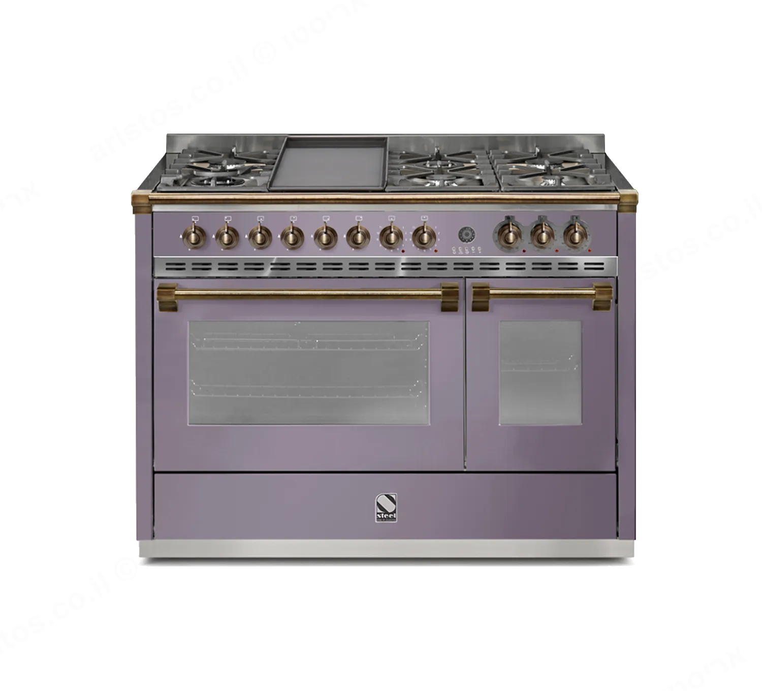 Steel תנור משולב כיריים מקצועי ברוחב 120 ס"מ סגול AMETISTA תוצרת Steel דגם A12SF-6 Ascot 120  — תמונה 4