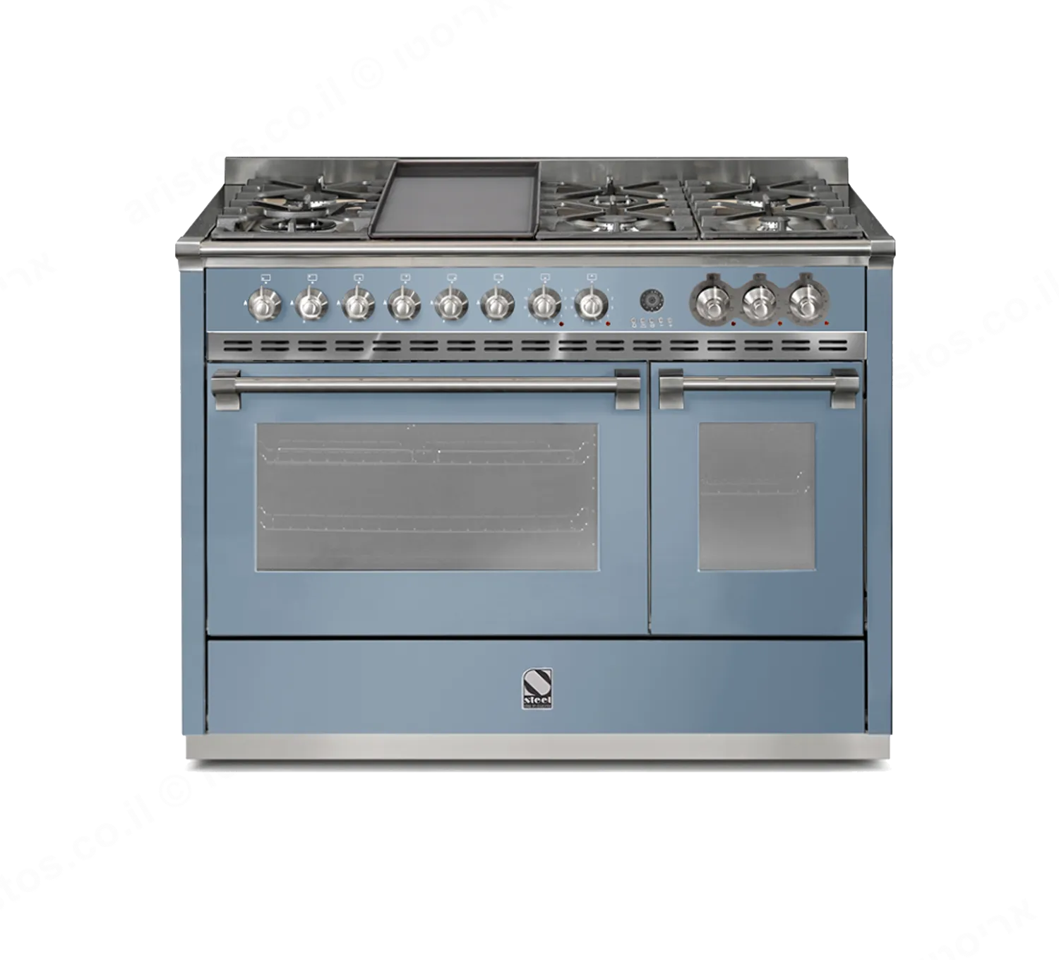 Steel תנור משולב כיריים מקצועי ברוחב 120 ס"מ תכלת ELESTE תוצרת Steel דגם A12SF-6 Ascot 120  — תמונה 2