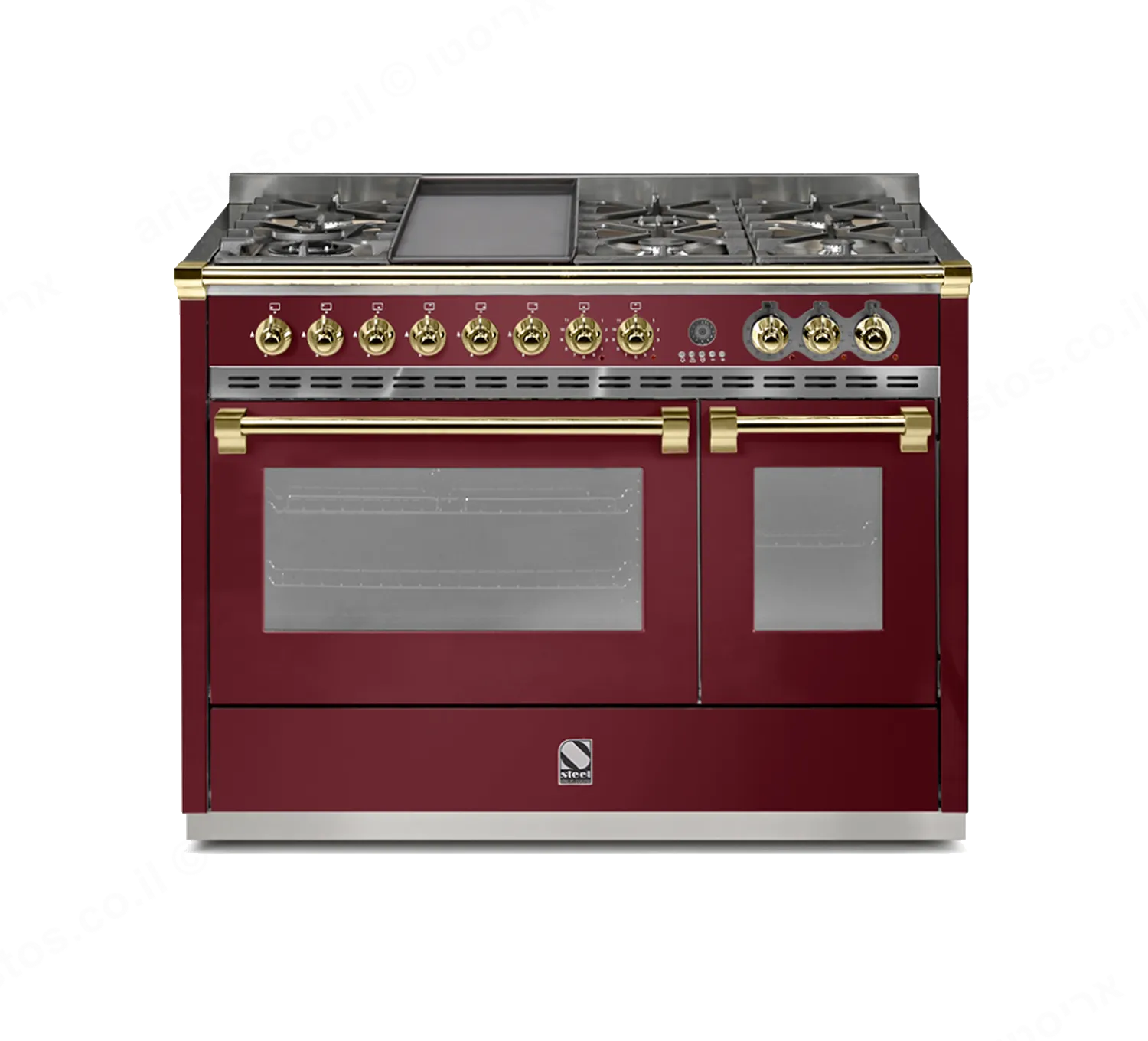 Steel תנור משולב כיריים מקצועי ברוחב 120 ס"מ בורדו BORDEAUX תוצרת Steel דגם A12SF-6 Ascot 120  — תמונה 3