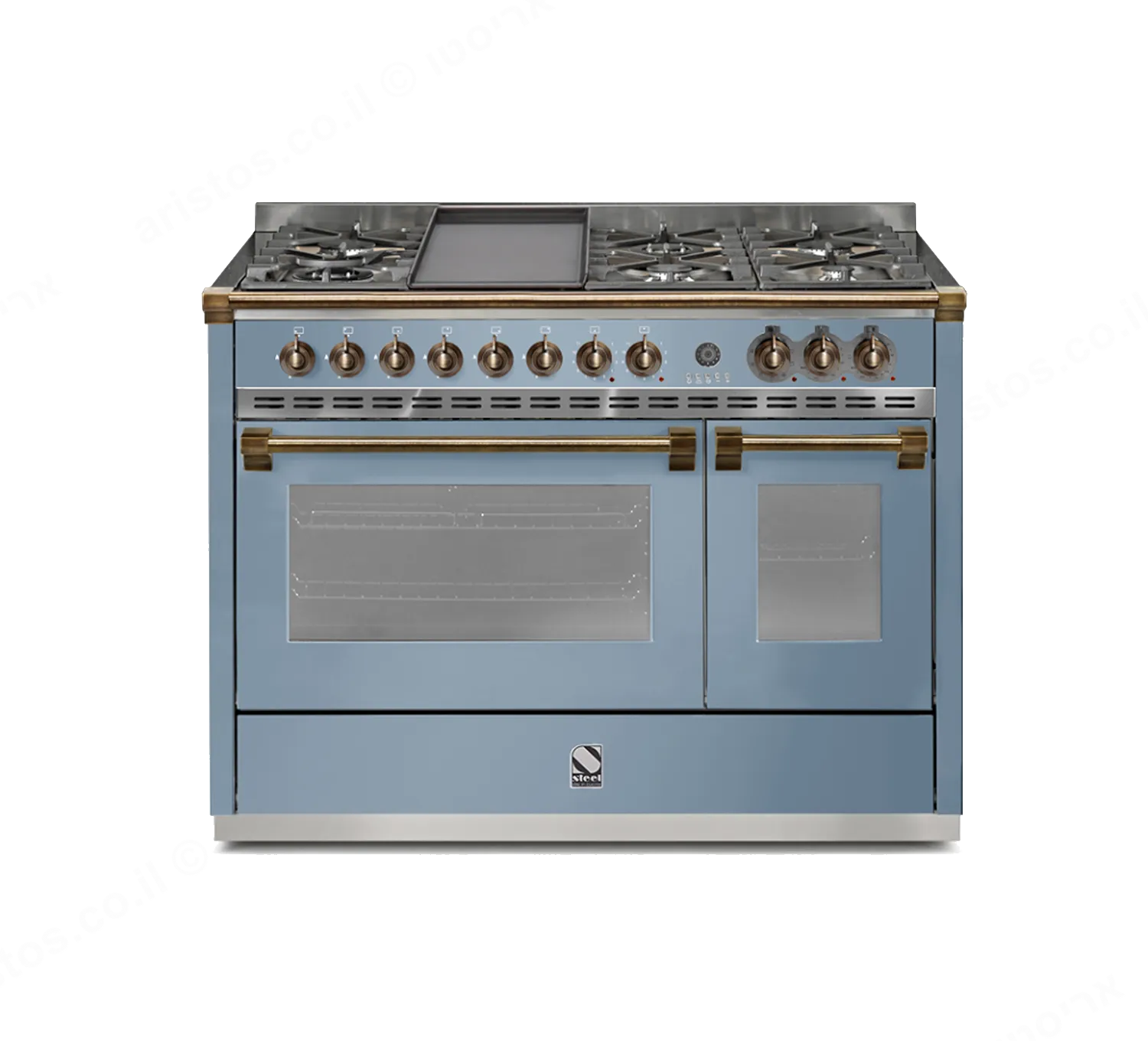 Steel תנור משולב כיריים מקצועי ברוחב 120 ס"מ תכלת ELESTE תוצרת Steel דגם A12SF-6 Ascot 120  — תמונה 4