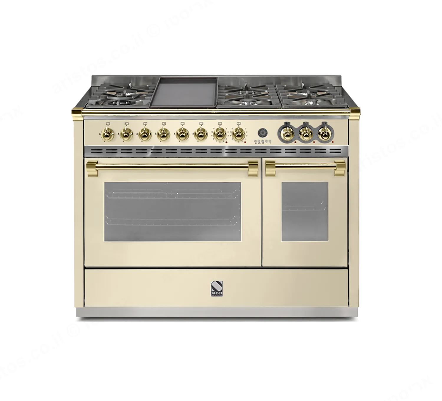 Steel תנור משולב כיריים מקצועי ברוחב 120 ס"מ קרם CREMA תוצרת Steel דגם A12SF-6 Ascot 120  — תמונה 3