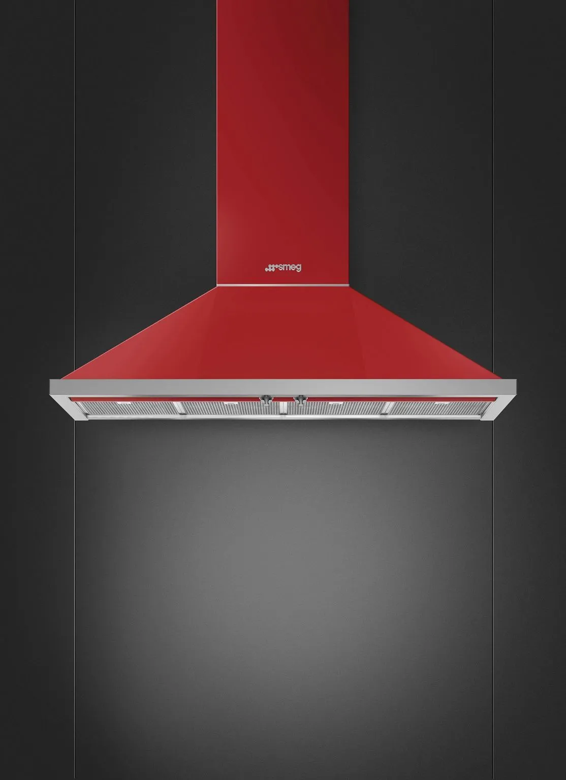 SMEG קולט אדים 120 ס"מ צמוד קיר צבע אדום סדרת Portofino תוצרת SMEG דגם KPF12RD — תמונה 2