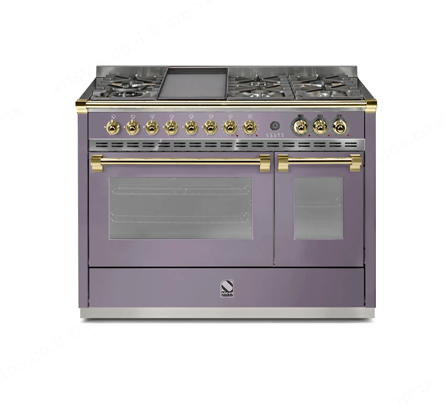Steel תנור משולב כיריים מקצועי ברוחב 120 ס"מ סגול AMETISTA תוצרת Steel דגם A12SF-6 Ascot 120  — תמונה 3