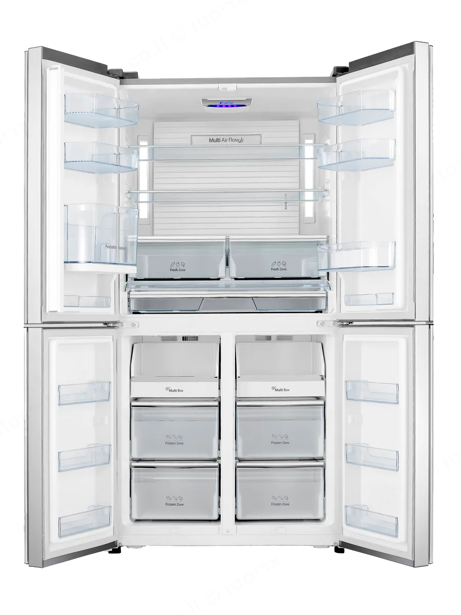 Hisense מקרר 4 דלתות זכוכית שחורה אינוורטר עם יצרן קרח מבית Hisense דגם RQ82BGKI — תמונה 2