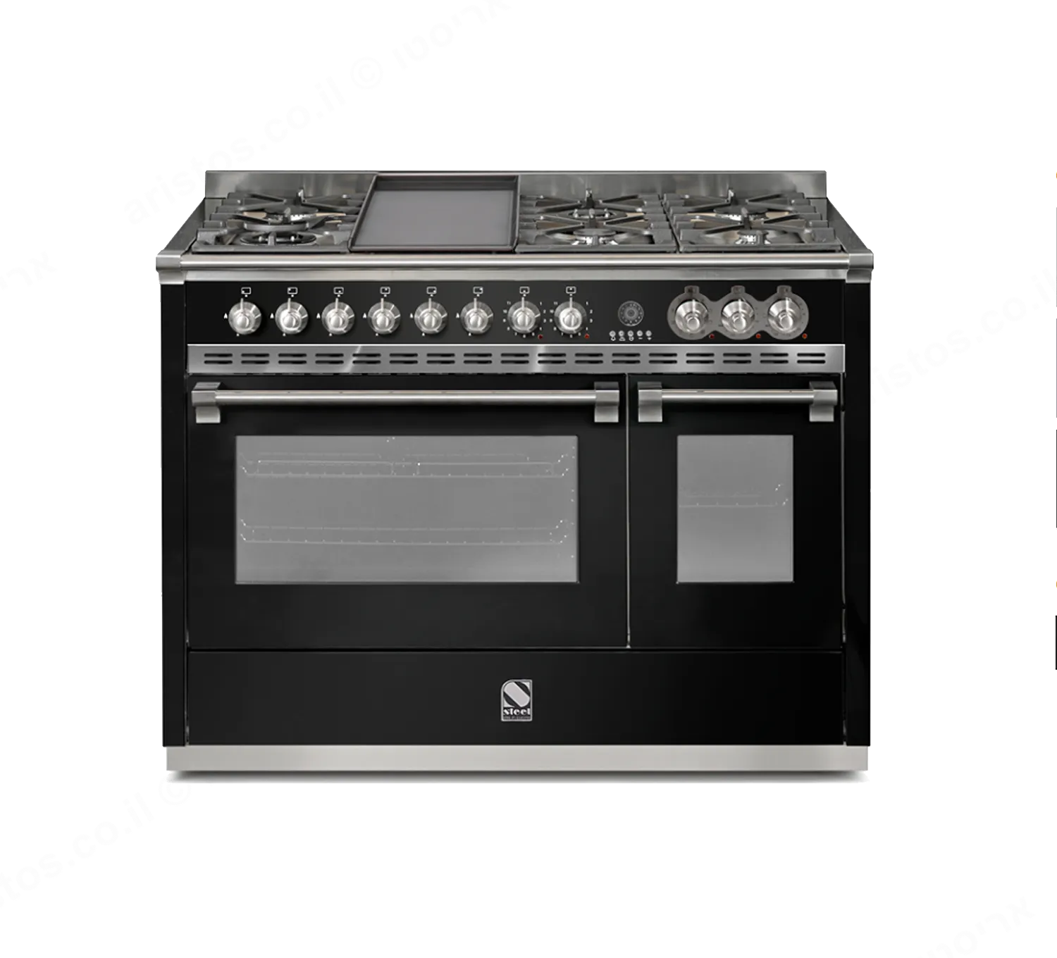 Steel תנור משולב כיריים מקצועי ברוחב 120 ס"מ שחור NERO תוצרת Steel דגם A12SF-6 Ascot 120  — תמונה 2