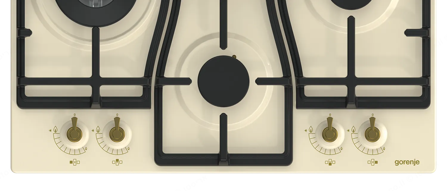Gorenje כיריים גז 60 ס"מ גימור שמנת כפרי סדרת CLASSICO תוצרת Gorenje דגם GW6D41CLI — תמונה 3