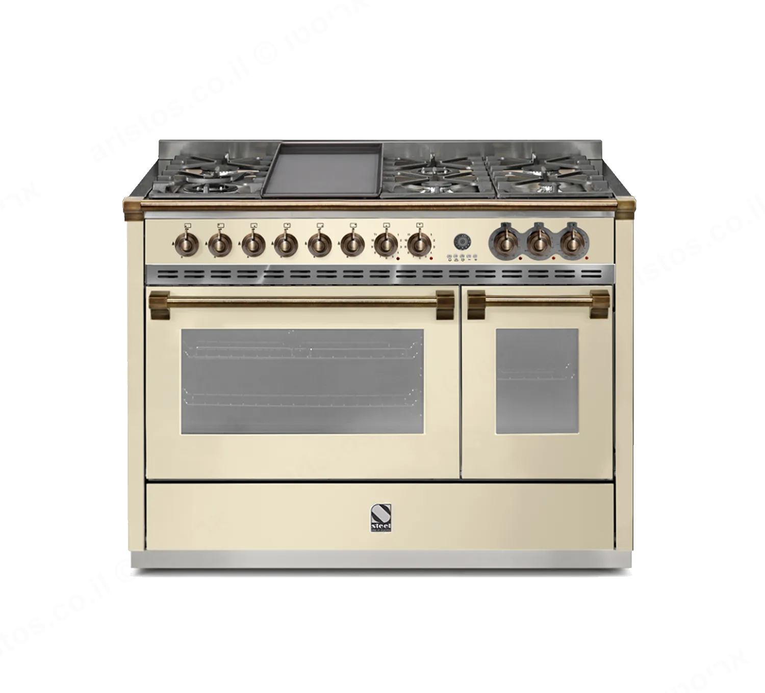 Steel תנור משולב כיריים מקצועי ברוחב 120 ס"מ קרם CREMA תוצרת Steel דגם A12SF-6 Ascot 120  — תמונה 4