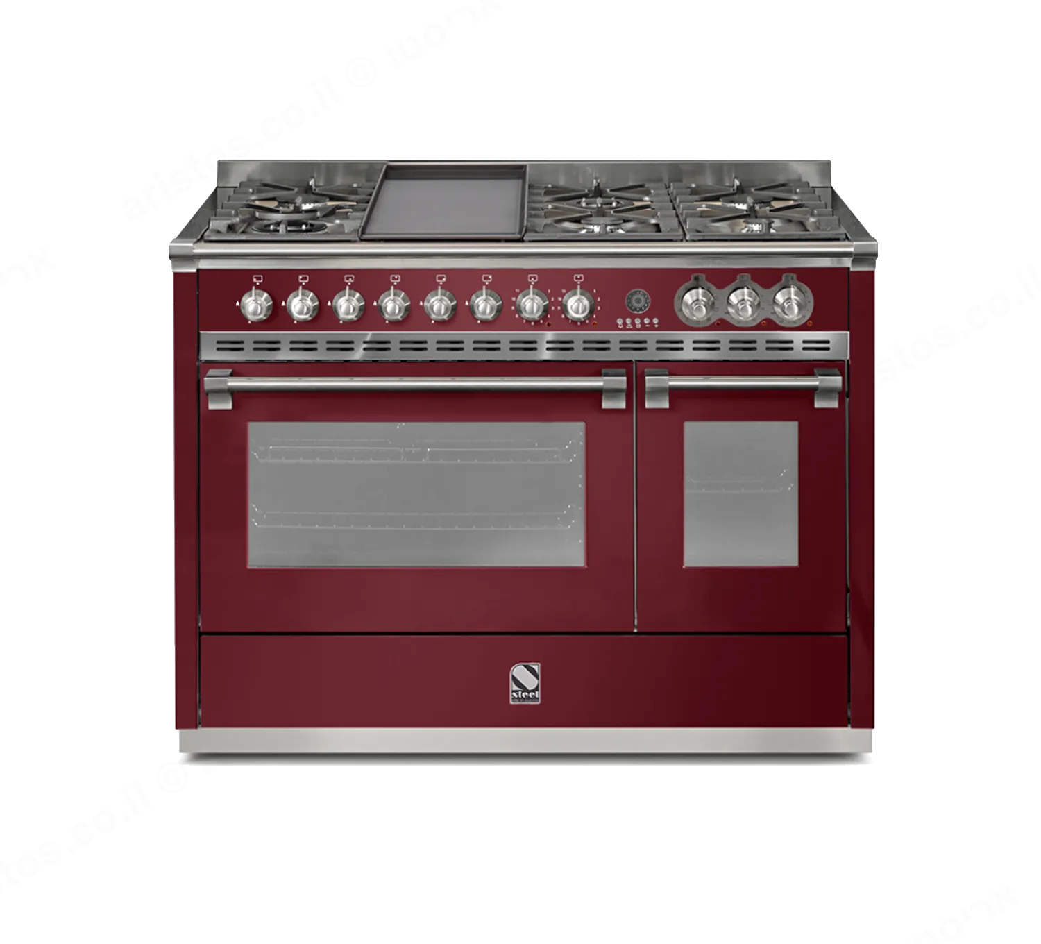 Steel תנור משולב כיריים מקצועי ברוחב 120 ס"מ בורדו BORDEAUX תוצרת Steel דגם A12SF-6 Ascot 120  — תמונה 2