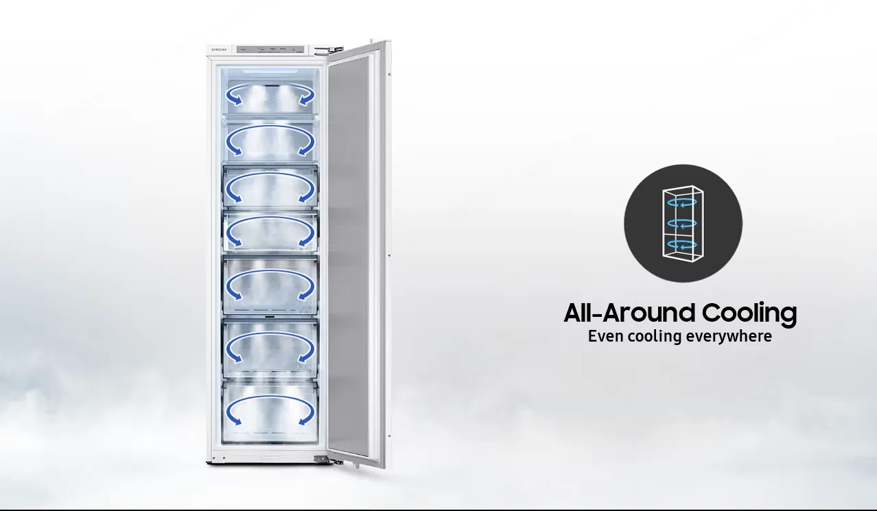 מקפיא אינטגרלי גמיש 60 ס"מ 220 ליטר Digital Inverter מצב שבת NO FROST תוצרת Samsung דגם BRZ227205WW