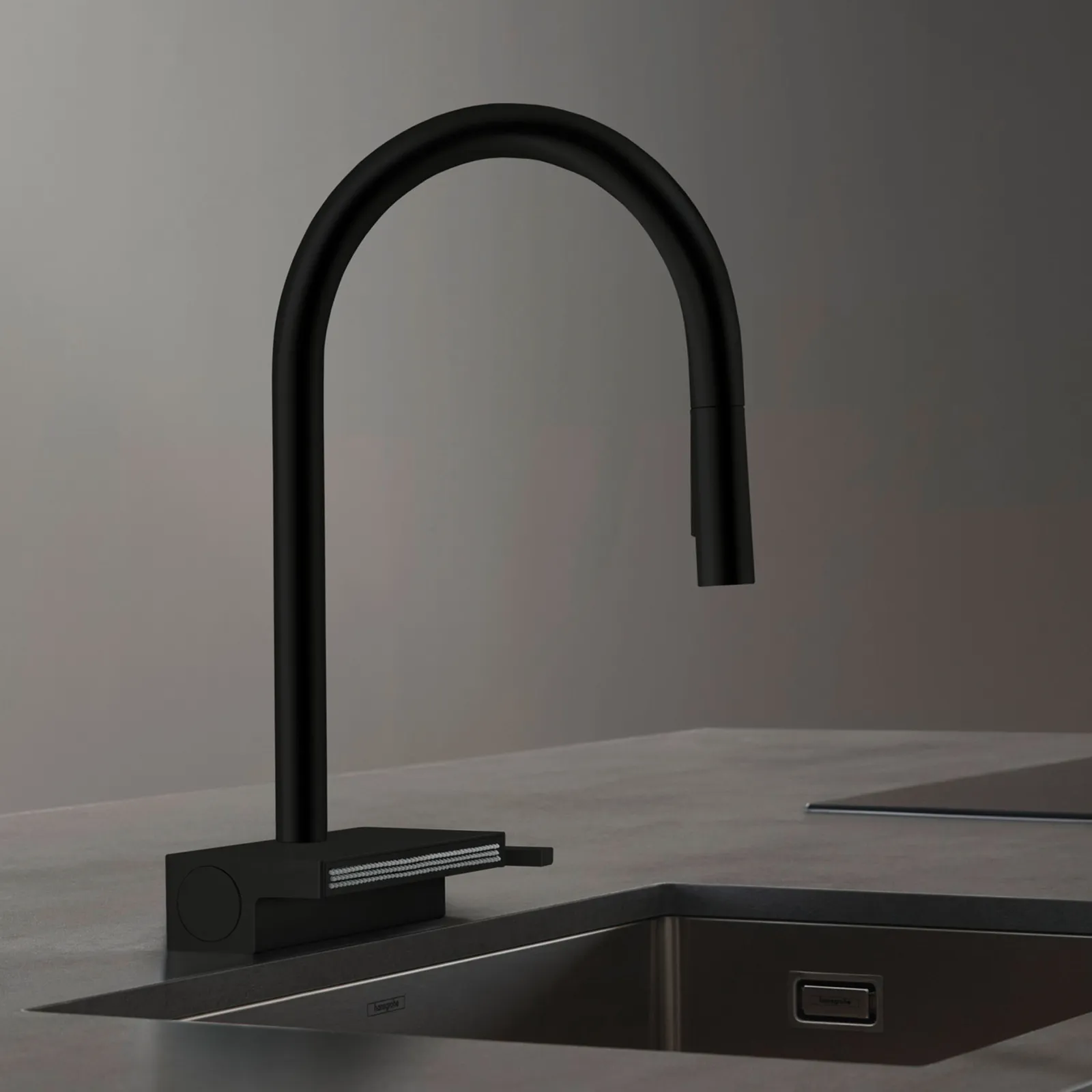 HANSGROHE ברז מטבח נשלף 170 מ"מ עם 3 מצבים מבית HANSGROHE גרמניה דגם AQUNO SELECT שחור מט — תמונה 2