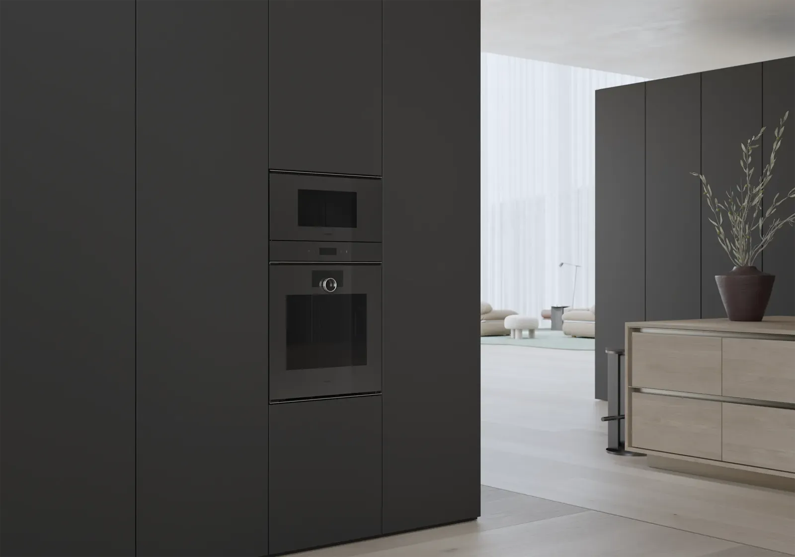 GAGGENAU תנור בנוי פירוליטי 60 ס"מ דלת צד גימור Onyx סדרת Minimalistic תוצרת GAGGENAU דגם GO240100 — תמונה 8