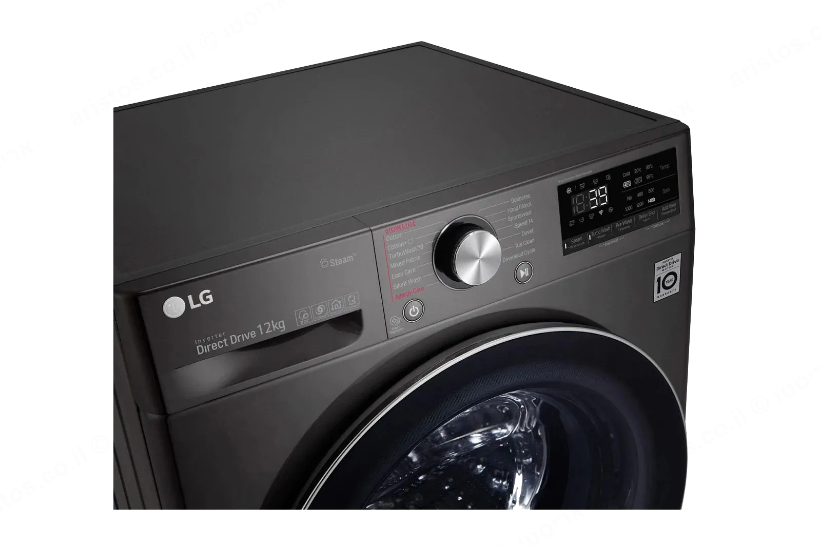LG מכונת כביסה פתח חזית 12 ק"ג מנוע אינוורטר +Steam צבע כסוף מבית LG דגם F1612SBS — תמונה 5