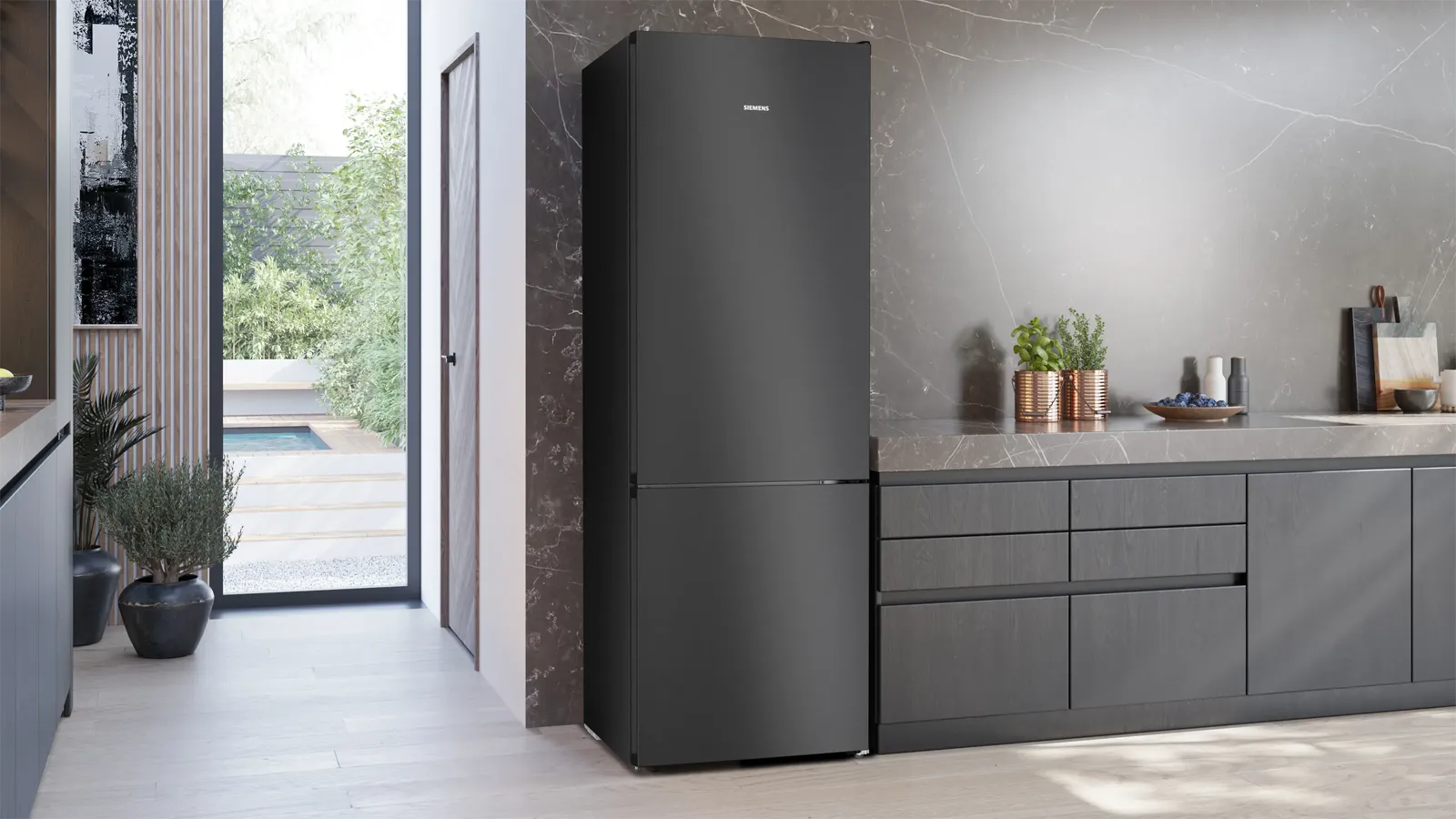 Siemens מקרר קו ארון מקפיא תחתון 140 ס"מ 880 ליטר NO FROST hyperFresh נירוסטה שחורה תוצרת Siemens דגם KG49NVXCG 140 — תמונה 2