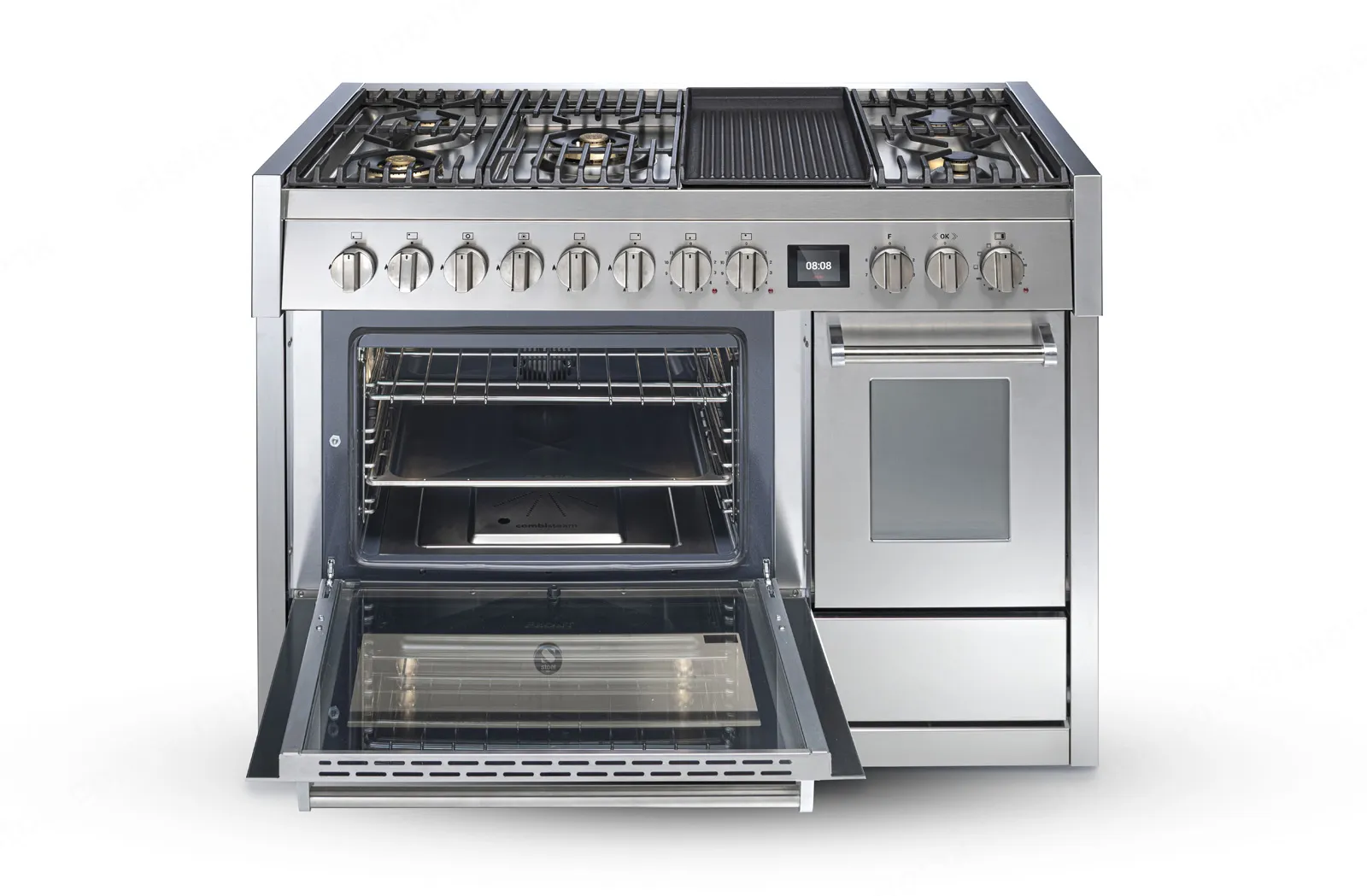 Steel תנור דו תאי COMBISTEAM משולב כיריים 120 ס"מ  315 מעלות גימור נירוסטה תוצרת Steel דגם GENESI 120 INOX — תמונה 7
