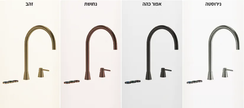 מערכת מים תת כיורית 5 ב-1 כולל מים רותחים וסודה תוצרת SELSIUZ הולנד דגם Cone Counter גימור PVD שחור מט