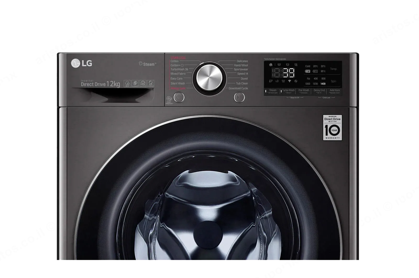 LG מכונת כביסה פתח חזית 12 ק"ג מנוע אינוורטר +Steam צבע כסוף מבית LG דגם F1612SBS — תמונה 8