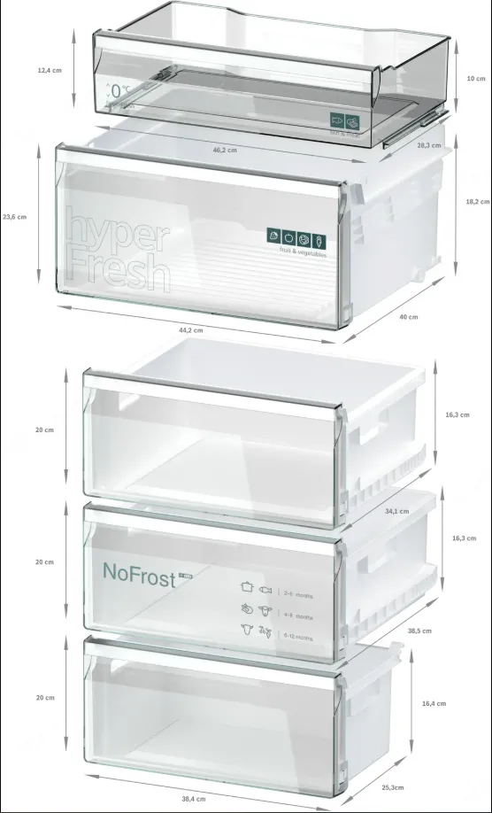 Siemens מקרר מקפיא תחתון 120 ס"מ קו ארון נירוסטה שחורה ננו מט תוצרת Siemens דגם KG36NXXDF 120 — תמונה 8