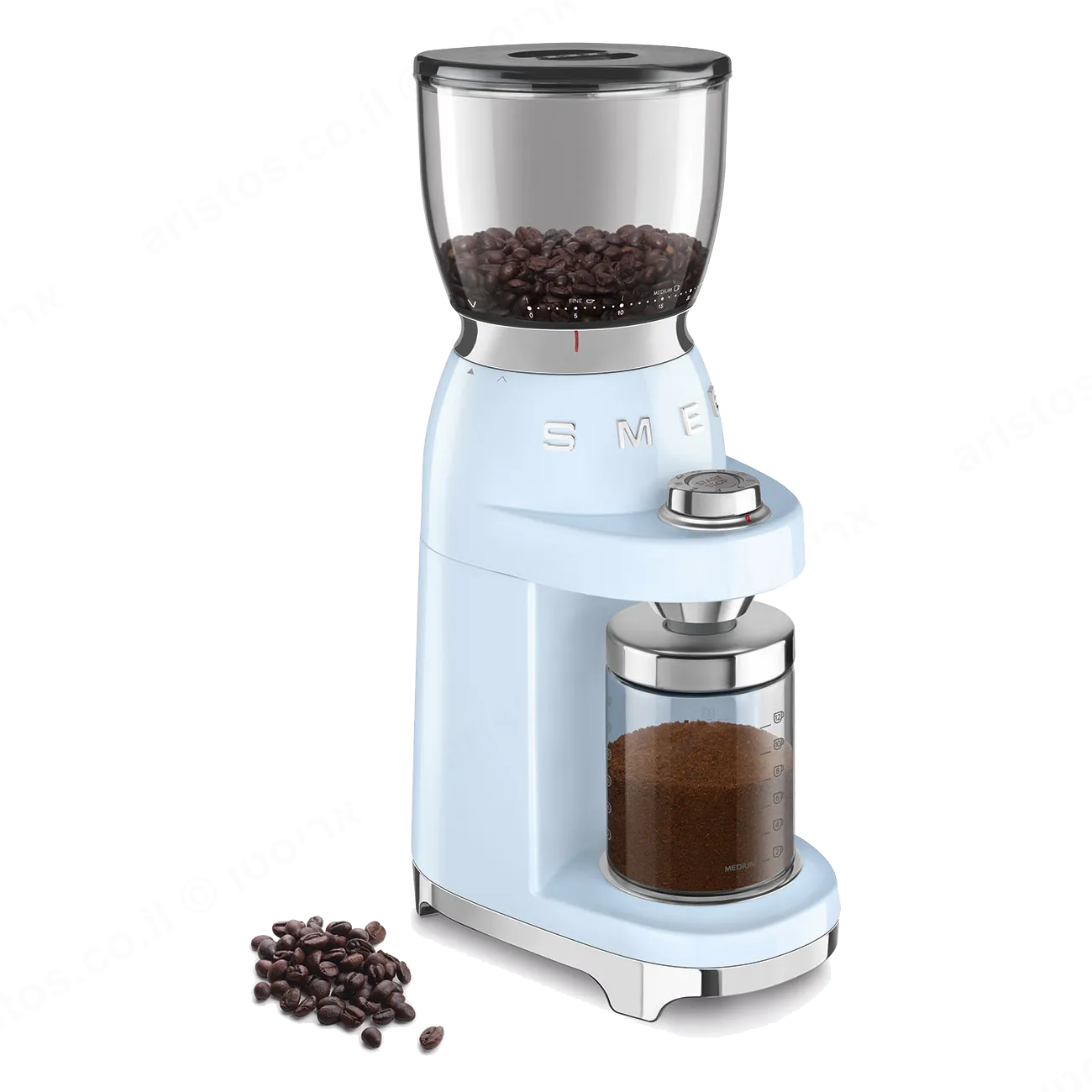 SMEG מטחנת קפה לכל סוגי הקפה בצבע תכלת מסדרת 50's Retro Style,תוצרת SMEG דגם CGF01PBEU — תמונה 2
