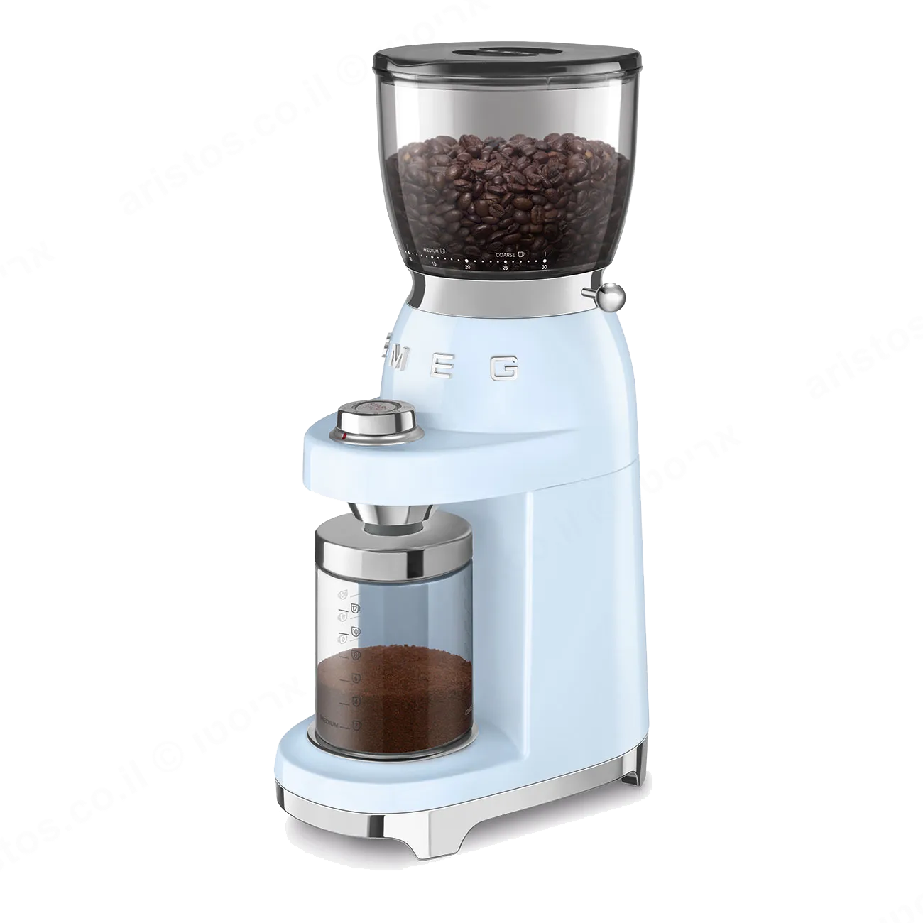 SMEG מטחנת קפה לכל סוגי הקפה בצבע תכלת מסדרת 50's Retro Style,תוצרת SMEG דגם CGF01PBEU — תמונה 3