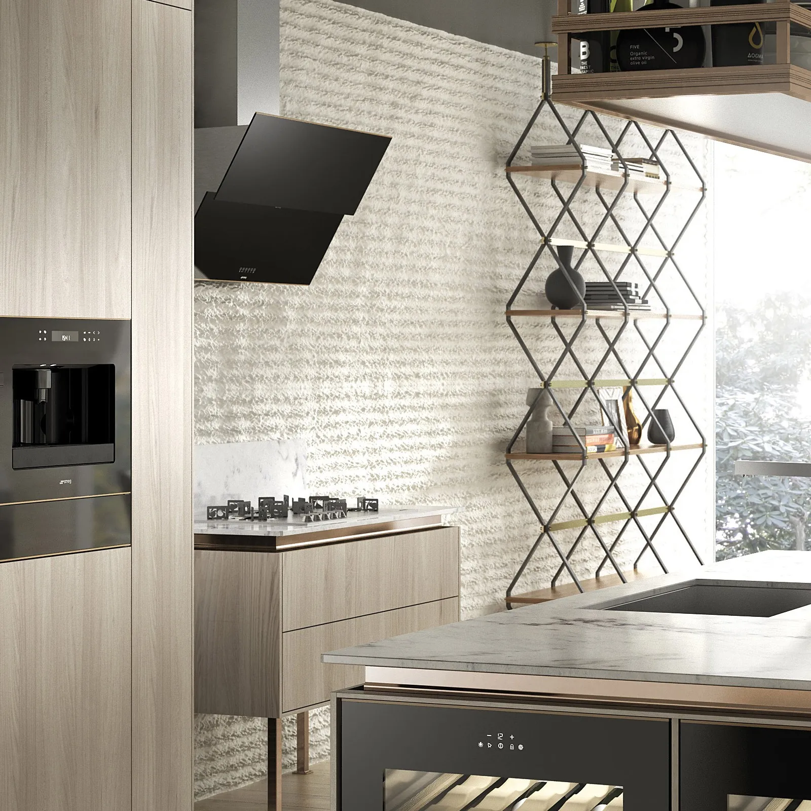 SMEG קולט אדים ורטיקלי 90 ס"מ מסדרת Dolce Stil Novo תוצרת SMEG דגם KSVV90NRA — תמונה 4