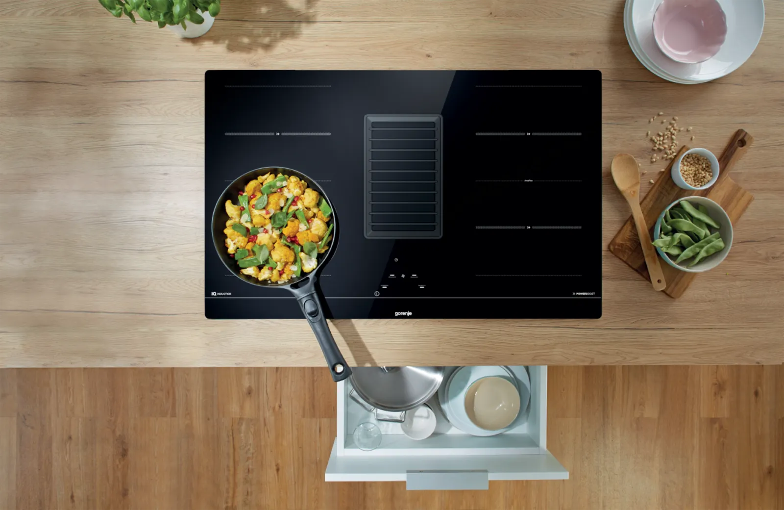 Gorenje כיריים אינדוקציה 83 ס"מ FLEX כפול בשילוב קולט אדים התקנה שטוחה G600 תוצרת Gorenje דגם HET949BSC — תמונה 4