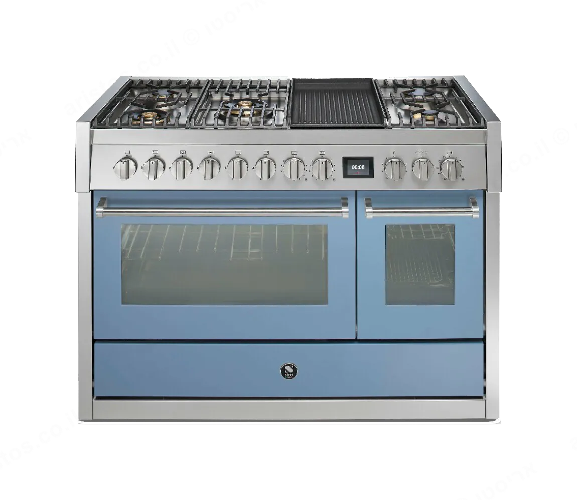 Steel תנור דו תאי COMBISTEAM משולב כיריים 120 ס"מ  315 מעלות גימור תכלת תוצרת Steel דגם GENESI 120 CELESTE — תמונה 7