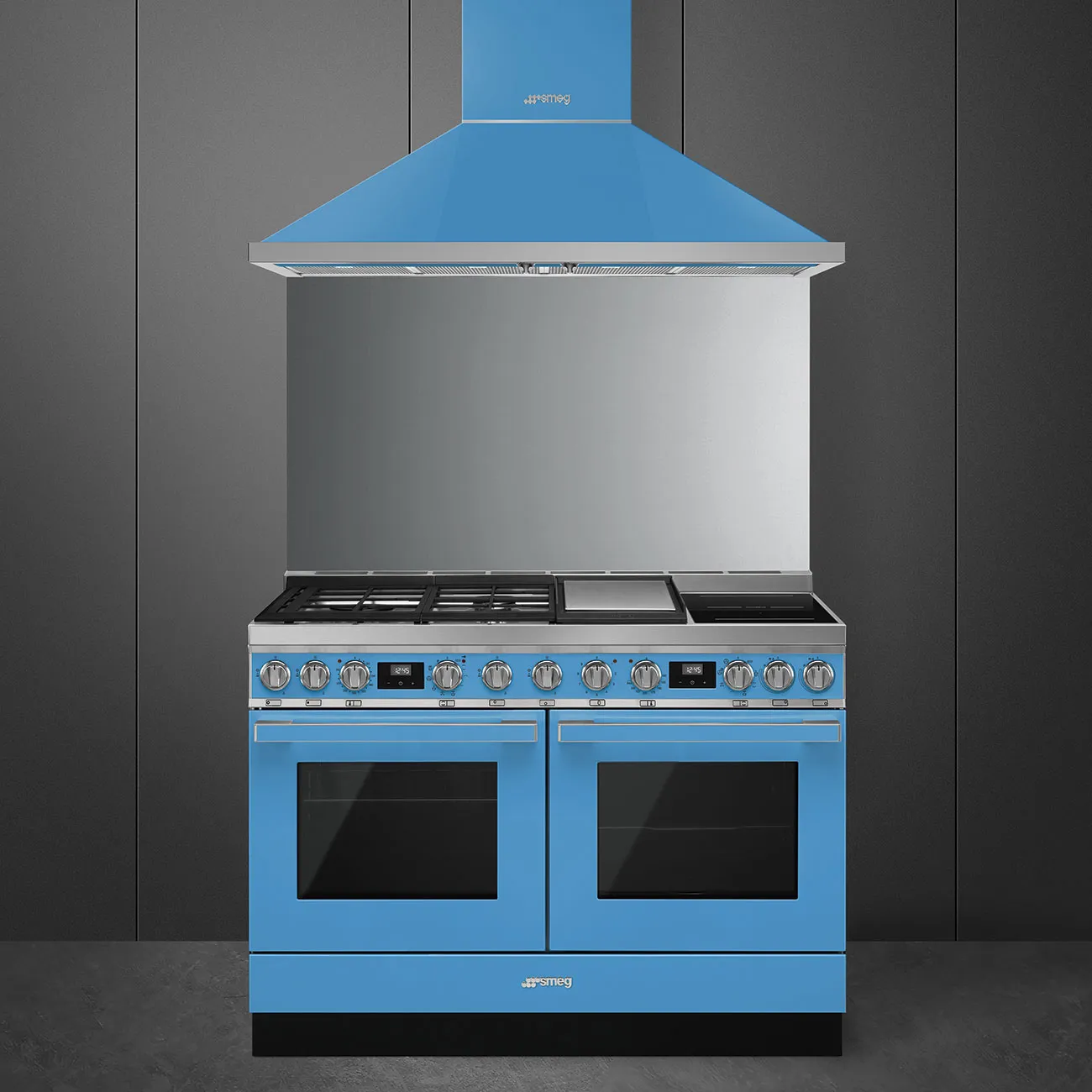SMEG קולט אדים 120 ס"מ צמוד קיר צבע תכלת סדרת Portofino תוצרת SMEG דגם KPF12T — תמונה 3