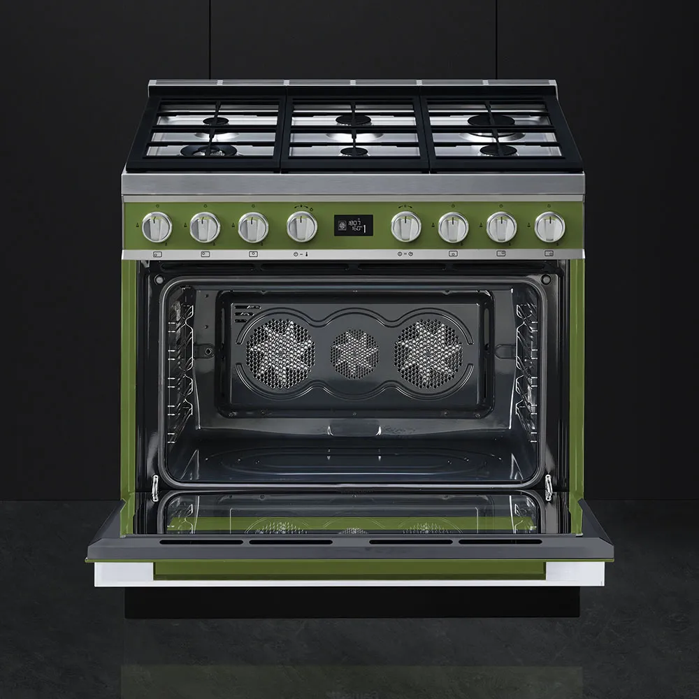 SMEG תנור משולב עם כיריים גז, מסדרת PORTOFINO בצבע ירוק זית,תוצרת SMEG דגם CPF9GMOG — תמונה 5