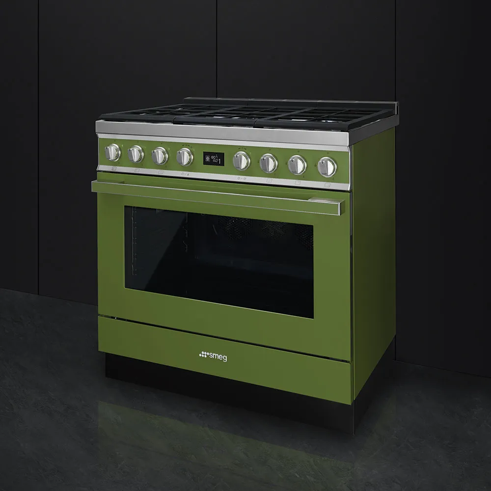 SMEG תנור משולב עם כיריים גז, מסדרת PORTOFINO בצבע ירוק זית,תוצרת SMEG דגם CPF9GMOG — תמונה 2