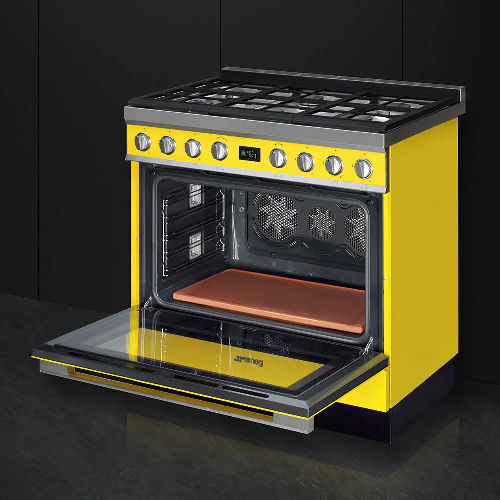 SMEG תנור משולב עם כיריים גז, מסדרת PORTOFINO בצבע צהוב תוצרת SMEG דגם CPF9GMYW — תמונה 3
