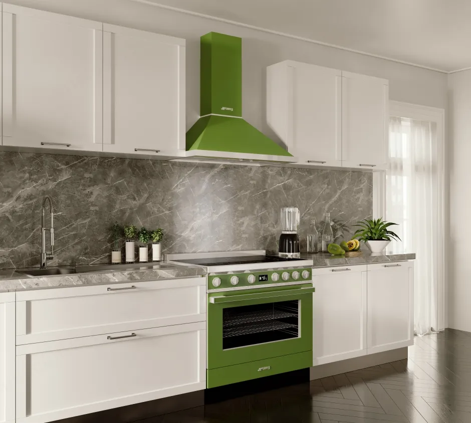 SMEG תנור פירוליטי משולב עם כיריים אינדוקציה מסדרת PORTOFINO בצבע ירוק זית תוצרת SMEG דגם CPF9IPOG — תמונה 4