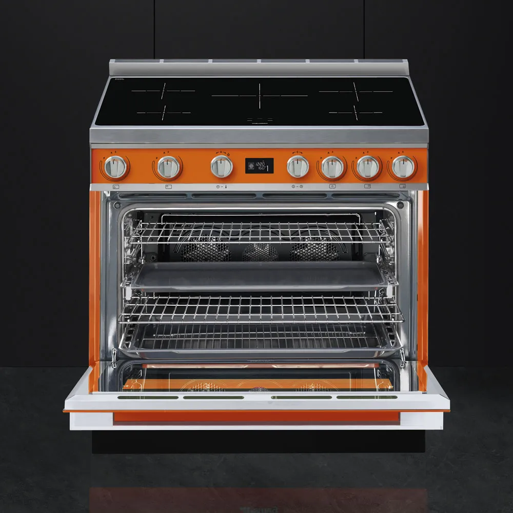 SMEG תנור פירוליטי משולב עם כיריים אינדוקציה מסדרת PORTOFINO בצבע כתום תוצרת SMEG דגם CPF9IPOR — תמונה 2