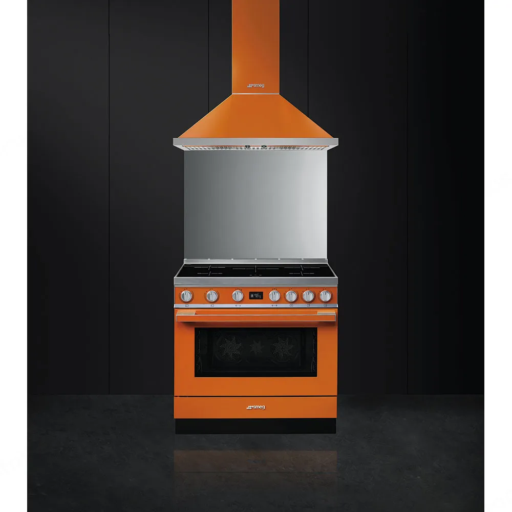 SMEG תנור פירוליטי משולב עם כיריים אינדוקציה מסדרת PORTOFINO בצבע כתום תוצרת SMEG דגם CPF9IPOR — תמונה 4