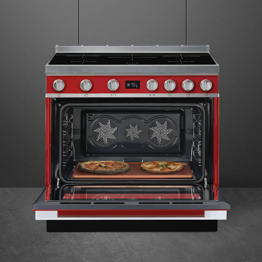 SMEG תנור פירוליטי משולב עם כיריים אינדוקציה מסדרת PORTOFINO בצבע אדום תוצרת SMEG דגם CPF9IPR — תמונה 3