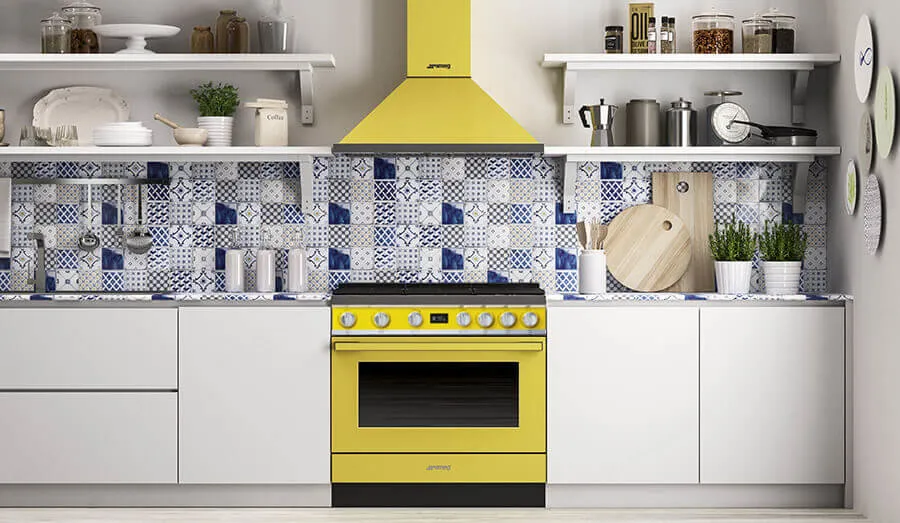 SMEG תנור פירוליטי משולב עם כיריים אינדוקציה מסדרת PORTOFINO בצבע צהוב תוצרת SMEG דגם CPF9IPYW — תמונה 5