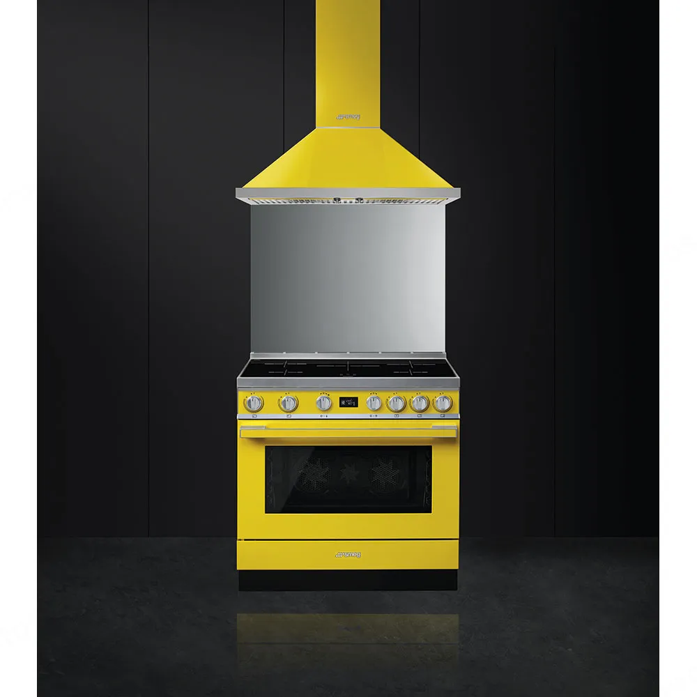 SMEG תנור פירוליטי משולב עם כיריים אינדוקציה מסדרת PORTOFINO בצבע צהוב תוצרת SMEG דגם CPF9IPYW — תמונה 4