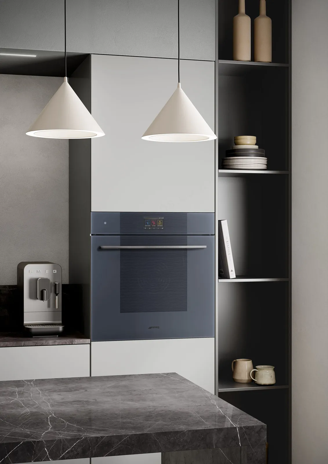 SMEG תנור בנוי 60 ס"מ AirFry טכנולוגיית Galileo גימור אפור מוברש Neptune Grey סדרת LINEA תוצרת SMEG דגם SO6102TG — תמונה 3