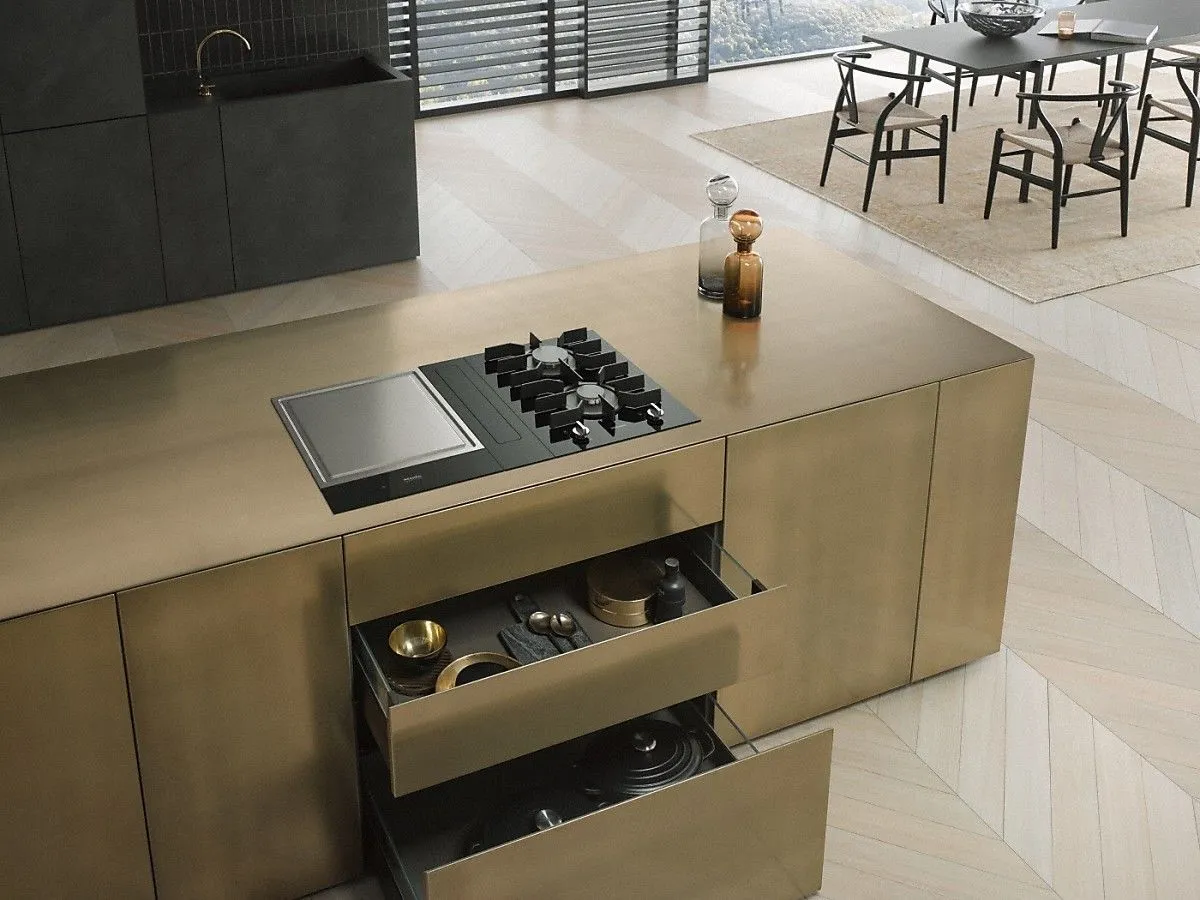 Miele כיריים גז דומינו 38 ס''מ SmartLine זכוכית שחורה MIELE דגם CS 7102-1 FL — תמונה 4