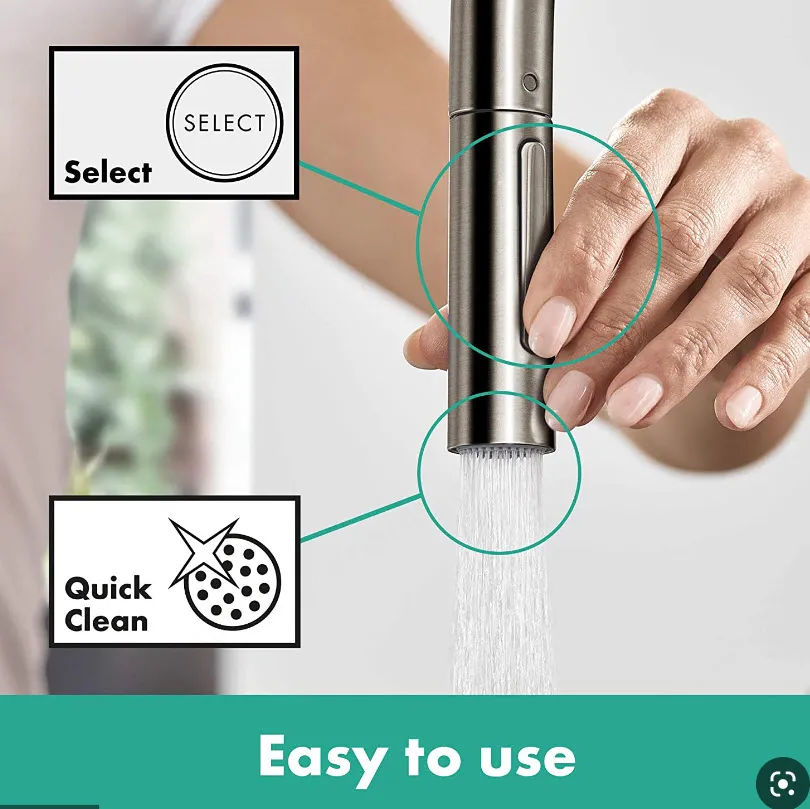 HANSGROHE ברז מטבח נשלף בגימור נירוסטה מוברשת TALIS מבית HANSGROHE גרמניה דגם 72800800  — תמונה 4
