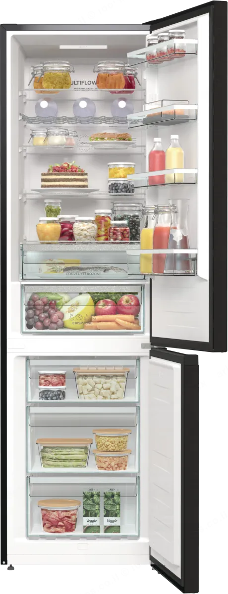 Gorenje מקרר 120 ס"מ מקפיא תחתון גמיש 2 מטר גובה 722 ליטר מנוע אינוורטר נירוסטה שחורה תוצרת Gorenje דגם NRC6204SBXL4 — תמונה 5