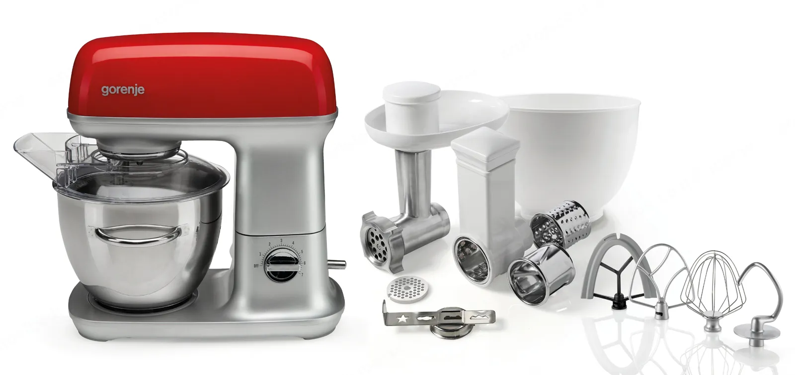 Gorenje מיקסר משולב 4.5 ליטר 1000W סדרת הרטרו גימור אדום תוצרת Gorenje דגם MMC1000RLR — תמונה 2