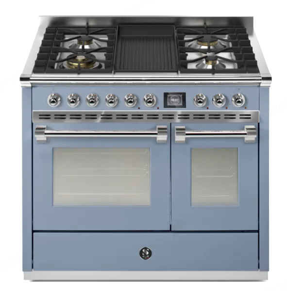 Steel תנור דו תאי COMBISTEAM משולב כיריים רוחב מטר 315 מעלות גימור תכלת תוצרת Steel דגם Ascot 100 CELESTE — תמונה 4
