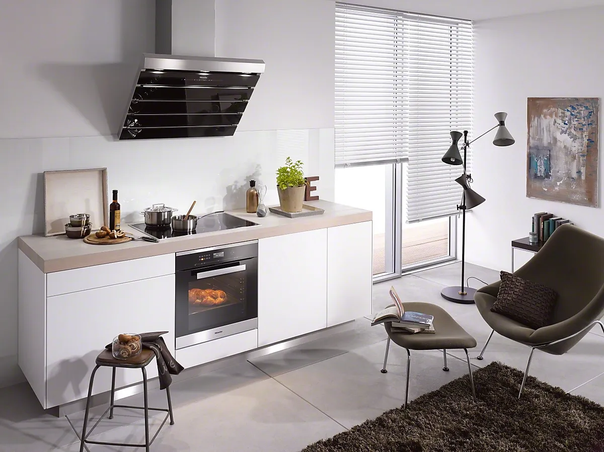 Miele קולט אדים ורטיקלי 90 ס"מ מנירוסטה משולב זכוכית שחורה MIELE DA6796W — תמונה 3