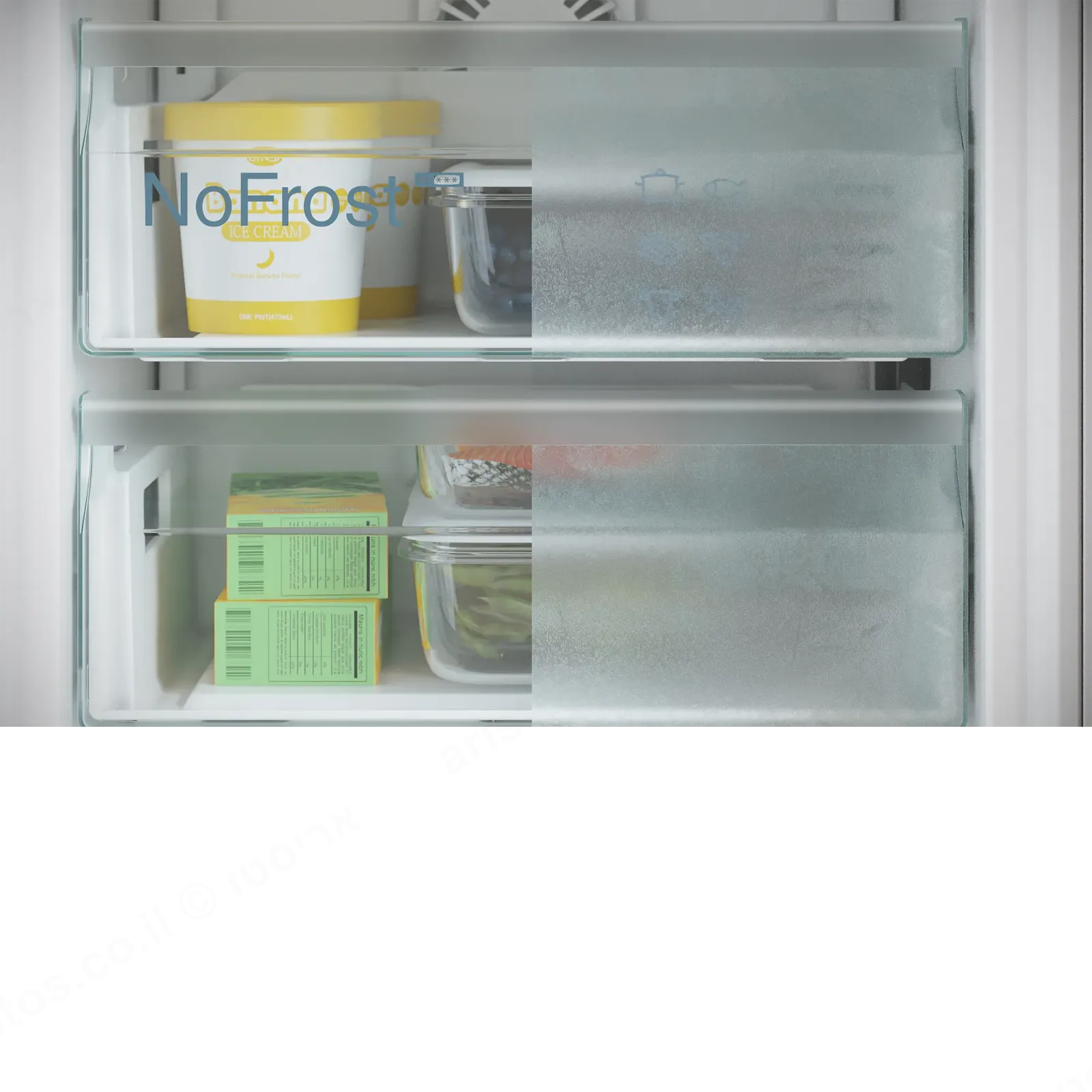 Siemens מקרר אינטגרלי מקפיא תחתון 60 ס"מ NO FROST Premium hyperFresh טריקה שקטה IQ700 תוצרת Siemens דגם KI86FPDDO — תמונה 8